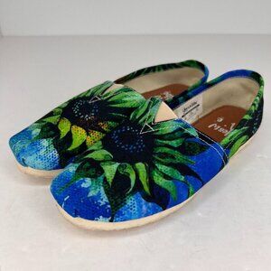 Yes We Vibe Womens Sunflower Design Canvas Multicolor Size 5.5W Slip On Shoes